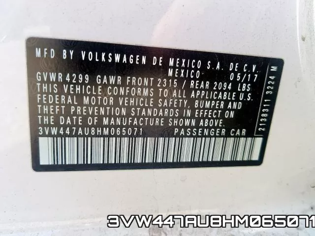 3VW447AU8HM065071 фото 2