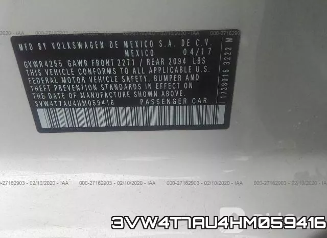 3VW4T7AU4HM059416 фото 10
