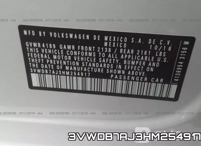 3VWDB7AJ3HM254917 фото 9