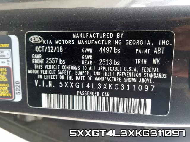 5XXGT4L3XKG311097 фото 2