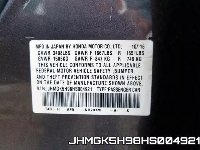 JHMGK5H98HS004921 фото 2