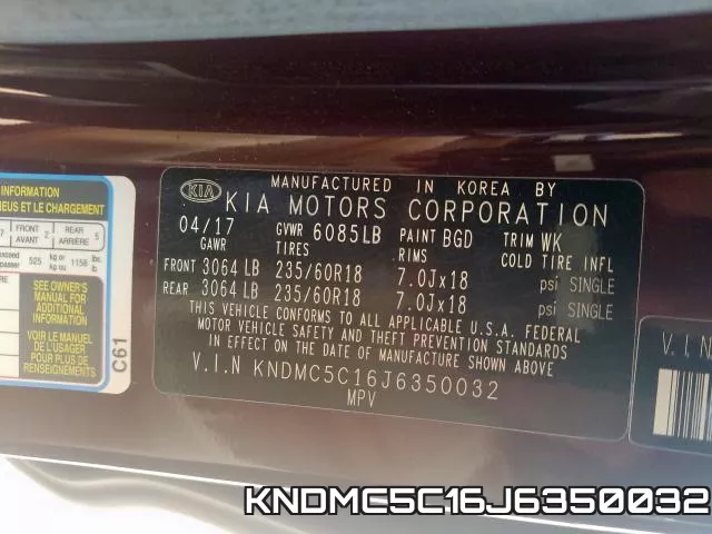KNDMC5C16J6350032 фото 2