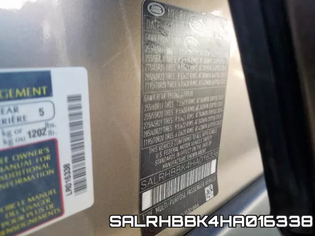 SALRHBBK4HA016338 фото 2