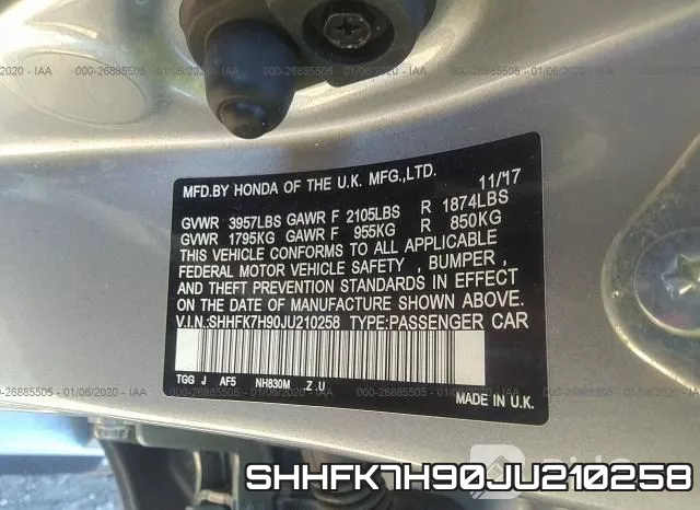 SHHFK7H90JU210258 фото 10