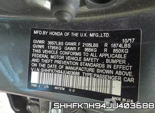 SHHFK7H94JU403688 фото 10