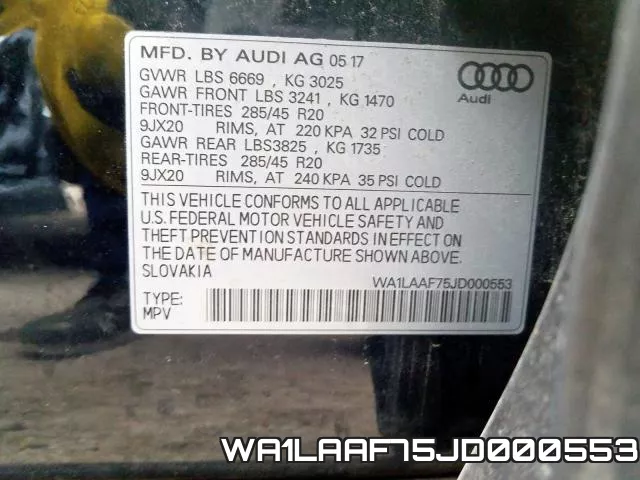WA1LAAF75JD000553 фото 2