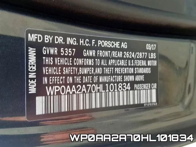 WP0AA2A70HL101834 фото 2