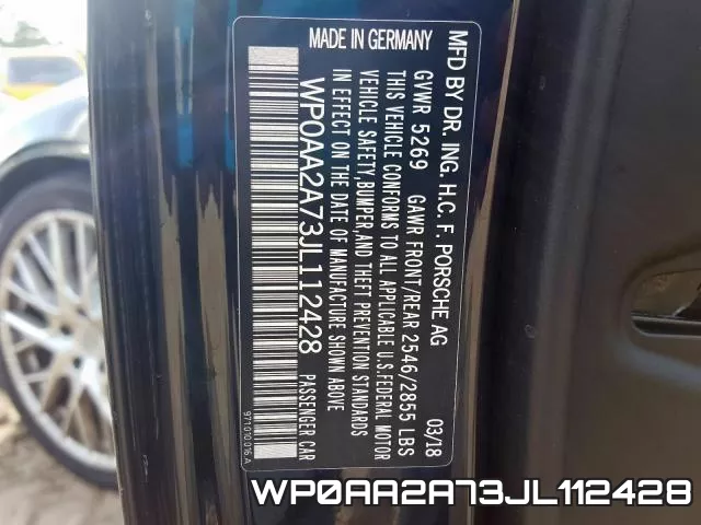 WP0AA2A73JL112428 фото 2