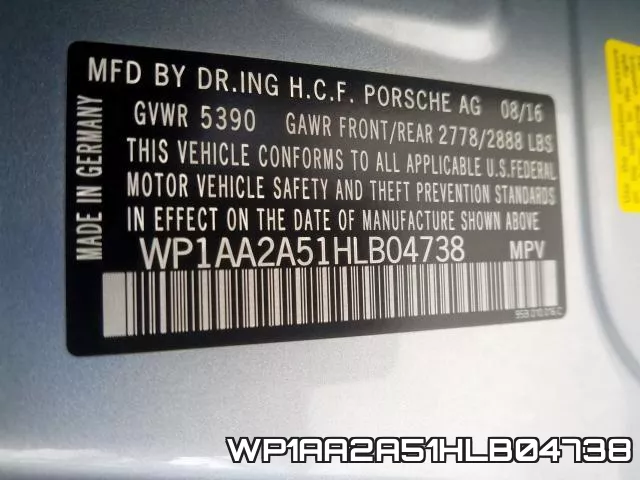 WP1AA2A51HLB04738 фото 2