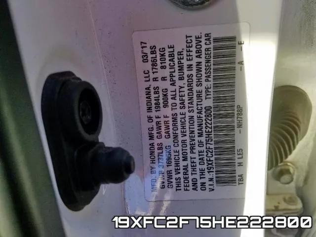 19XFC2F75HE222800 фото 2