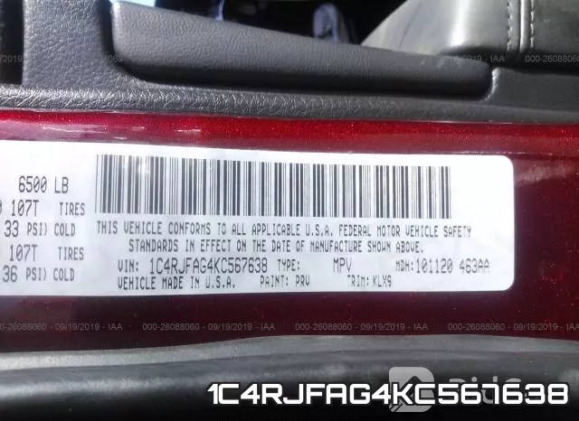 1C4RJFAG4KC567638 фото 10
