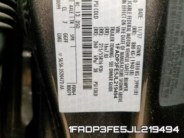 1FADP3FE5JL219494 фото 2