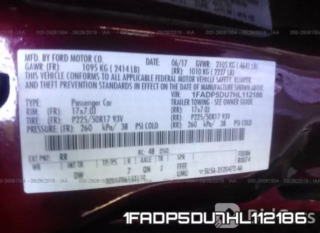 1FADP5DU7HL112186 фото 10
