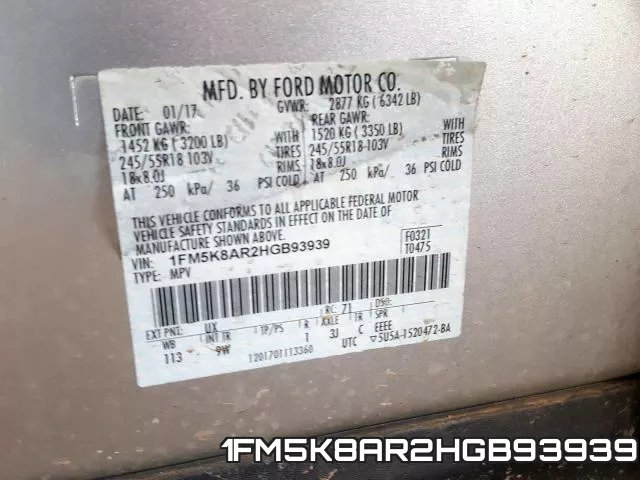 1FM5K8AR2HGB93939 фото 2