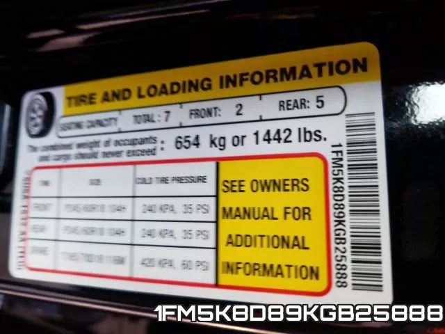 1FM5K8D89KGB25888 фото 2