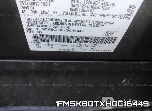 1FM5K8GTXHGC16449 фото 10