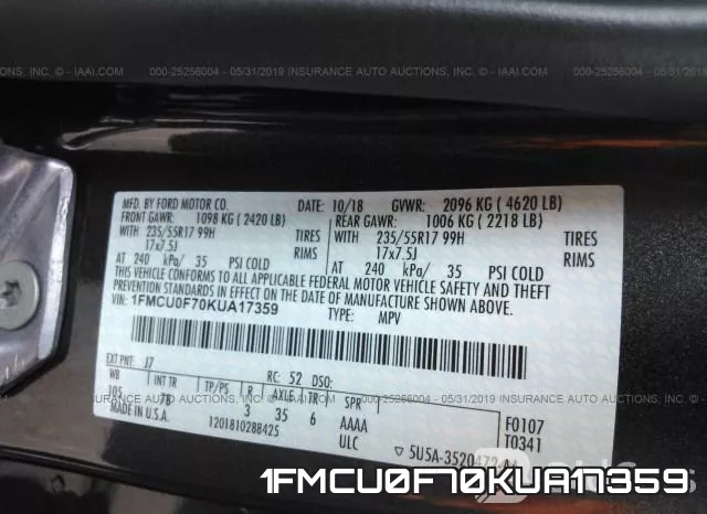 1FMCU0F70KUA17359 фото 10