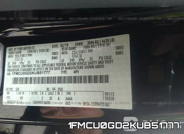 1FMCU0GD2KUB51777 фото 9