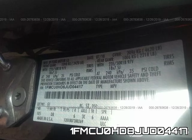1FMCU0HD8JUD04417 фото 10