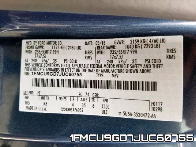 1FMCU9GD7JUC60755 фото 2