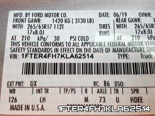 1FTER4FH7KLA62514 фото 2