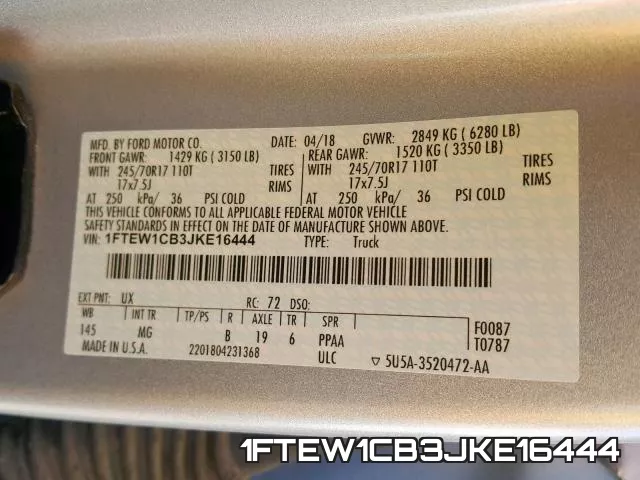 1FTEW1CB3JKE16444 фото 2