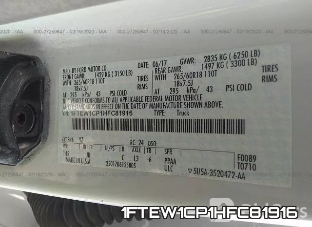 1FTEW1CP1HFC81916 фото 10