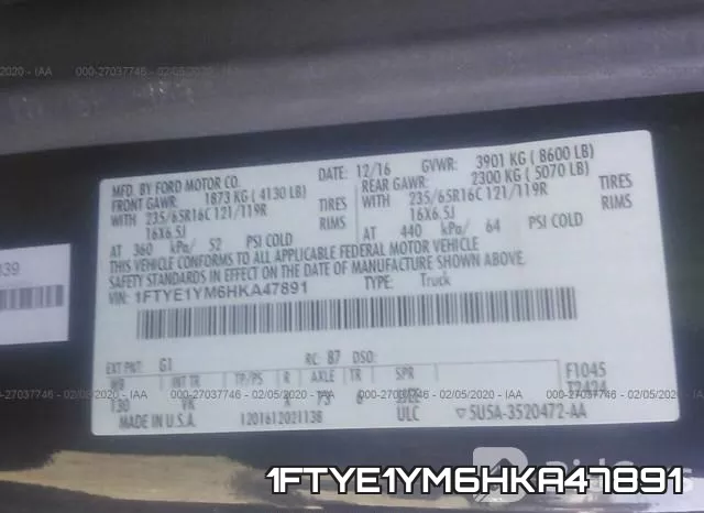 1FTYE1YM6HKA47891 фото 10