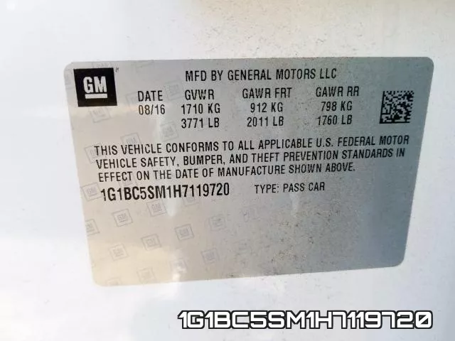 1G1BC5SM1H7119720 фото 2