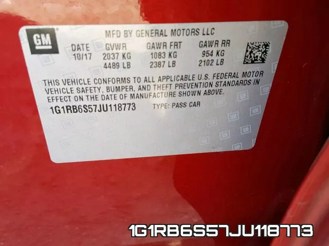1G1RB6S57JU118773 фото 2