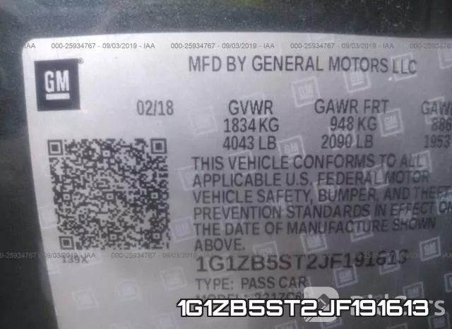 1G1ZB5ST2JF191613 фото 5