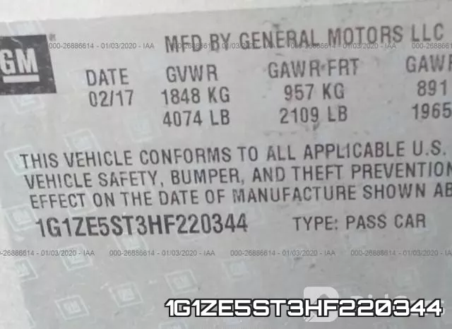 1G1ZE5ST3HF220344 фото 10