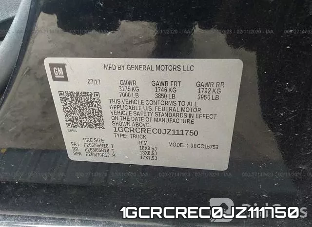 1GCRCREC0JZ111750 фото 10