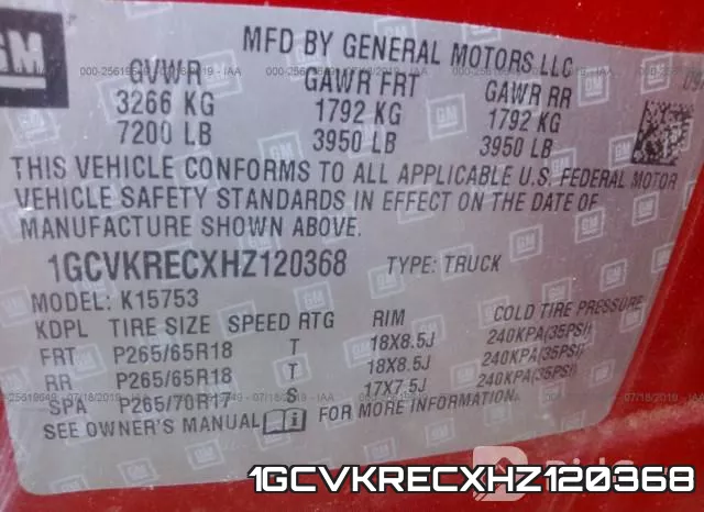 1GCVKRECXHZ120368 фото 10