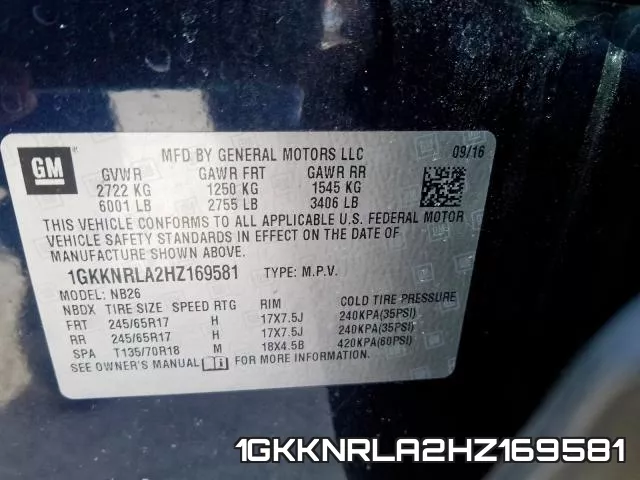 1GKKNRLA2HZ169581 фото 2