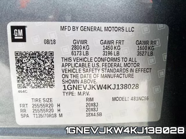 1GNEVJKW4KJ138028 фото 2