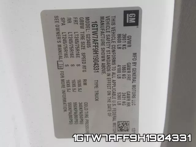 1GTW7AFF9H1904331 фото 2