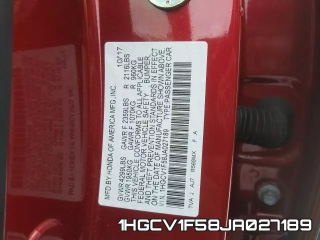 1HGCV1F58JA027189 фото 2