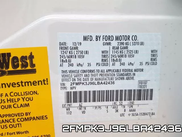 2FMPK3J96LBA42436 фото 2