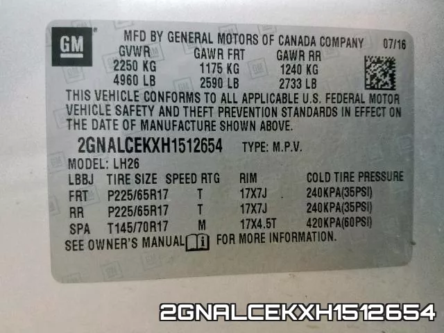 2GNALCEKXH1512654 фото 2
