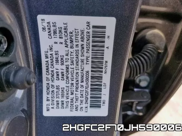 2HGFC2F70JH590006 фото 2