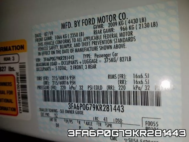 3FA6P0G79KR281443 фото 2