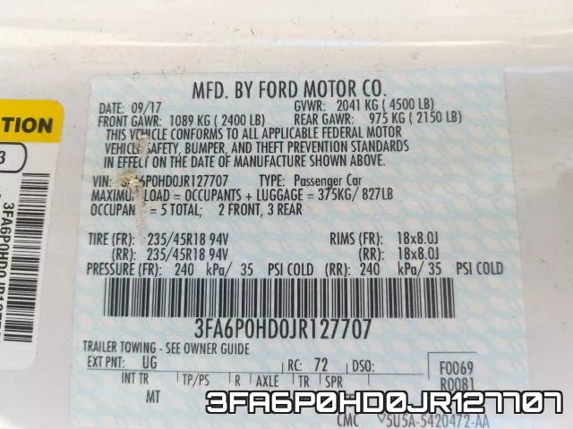 3FA6P0HD0JR127707 фото 2