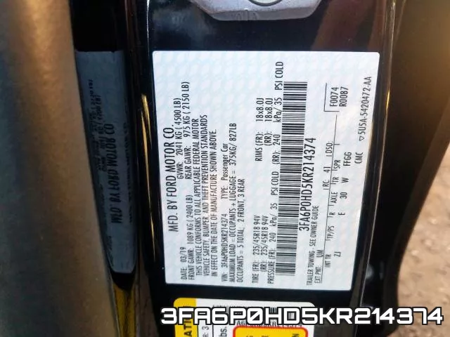 3FA6P0HD5KR214374 фото 2