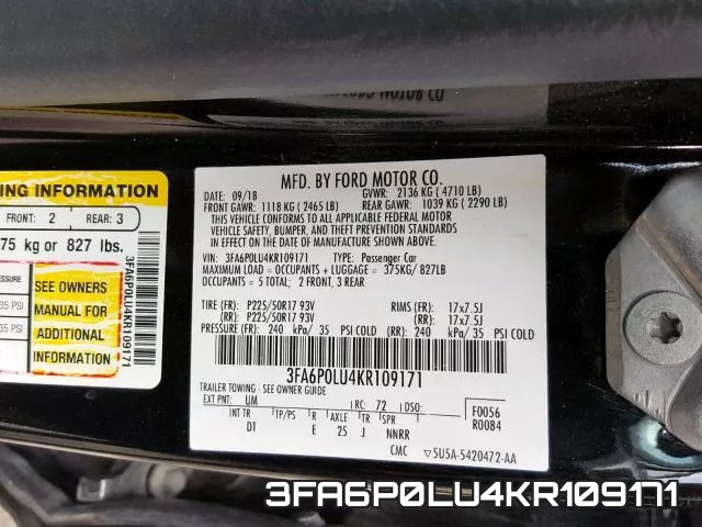 3FA6P0LU4KR109171 фото 2