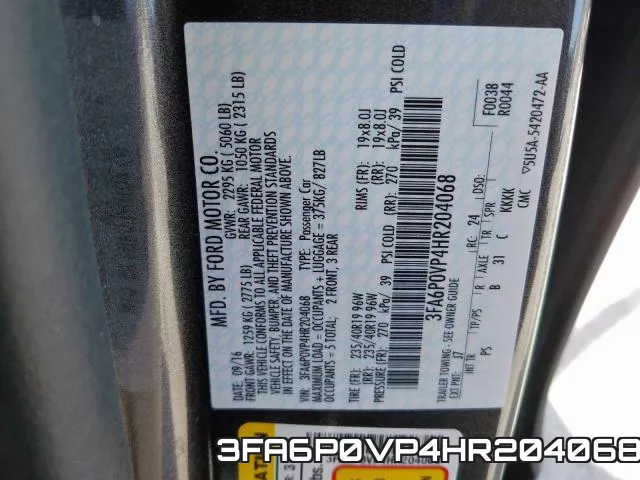 3FA6P0VP4HR204068 фото 2