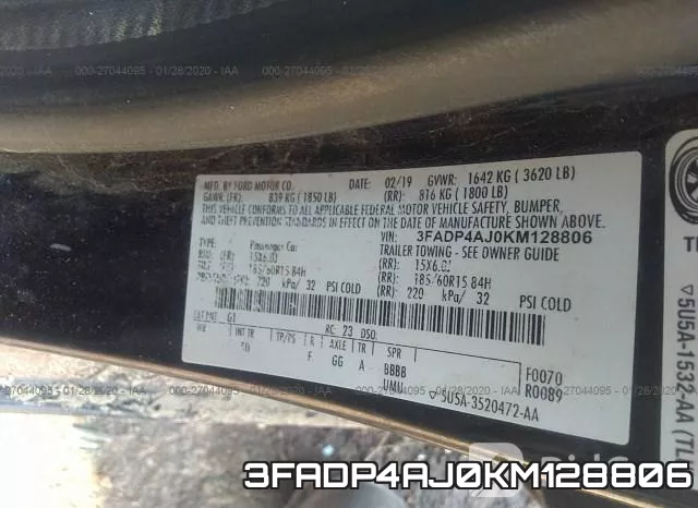 3FADP4AJ0KM128806 фото 10