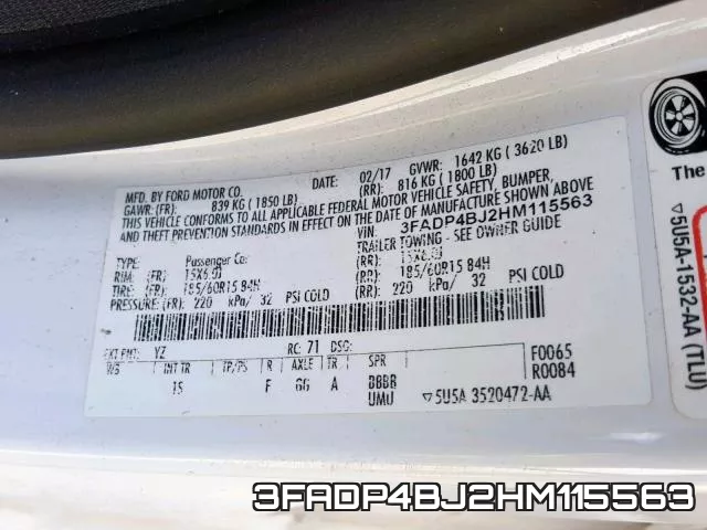 3FADP4BJ2HM115563 фото 2