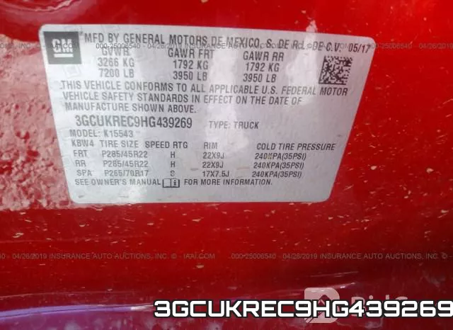3GCUKREC9HG439269 фото 10