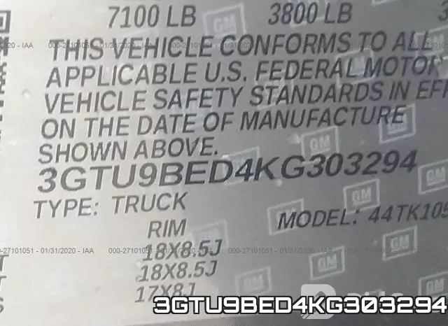 3GTU9BED4KG303294 фото 9